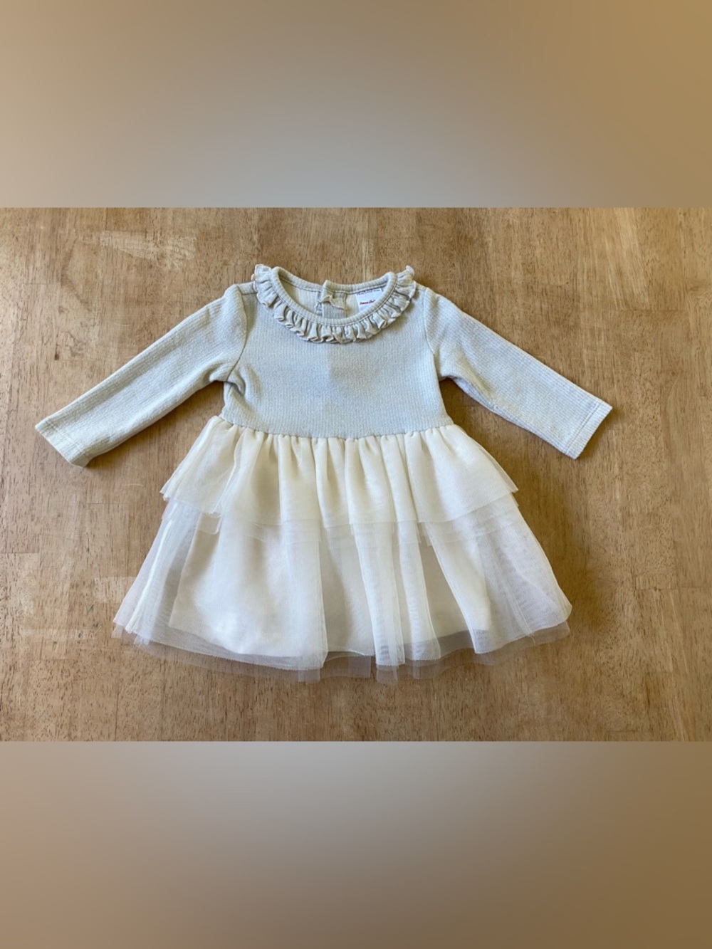 Hanna Andersson Cream sparkle Ribbed Knit Baby dress
